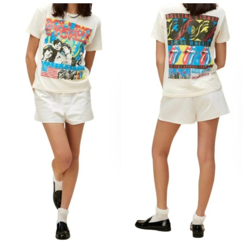 Daydreamer Rolling Stones Tee Women's Small Bone White Shirt T-SHIRT